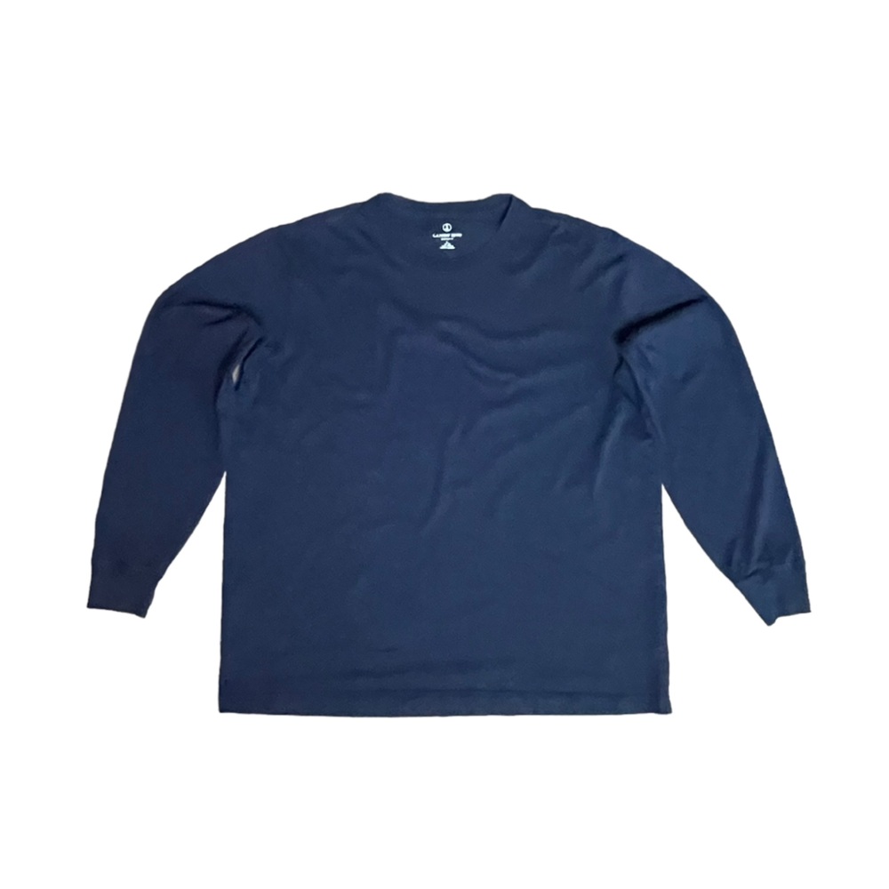 Lands End Super-T Mens Large L Blue Cotton Long Sleeve Crew Neck T-Shirt Casual - Picture 3 of 13